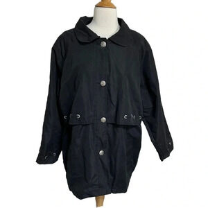 Vintage Tudor Court by Haband XL‎ black utility jacket with silver buttons